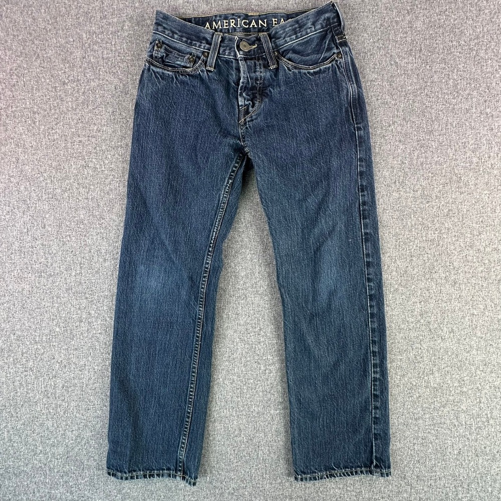 American Eagle Jeans Mens 26/28 Straight Dark Wash Button Fly AM500309A